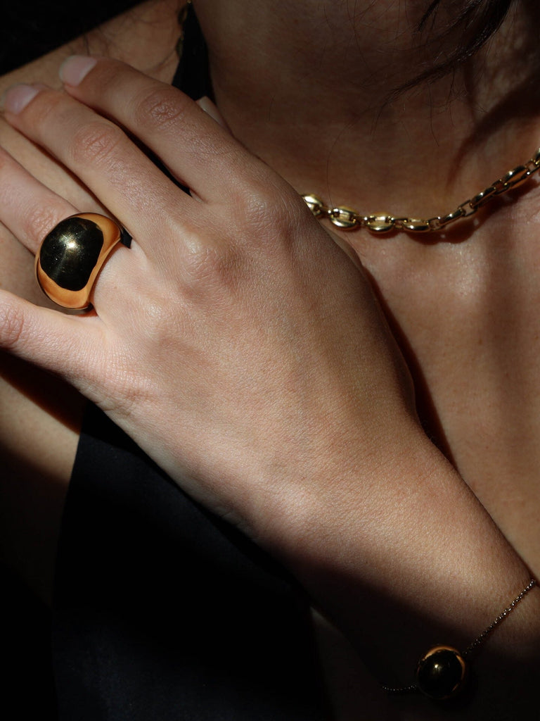 Large Gold Orb Ring Ring bagatiba