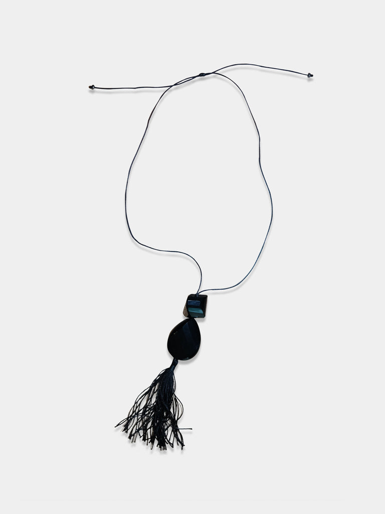 Onyx Tassel Necklace necklace Bagatiba