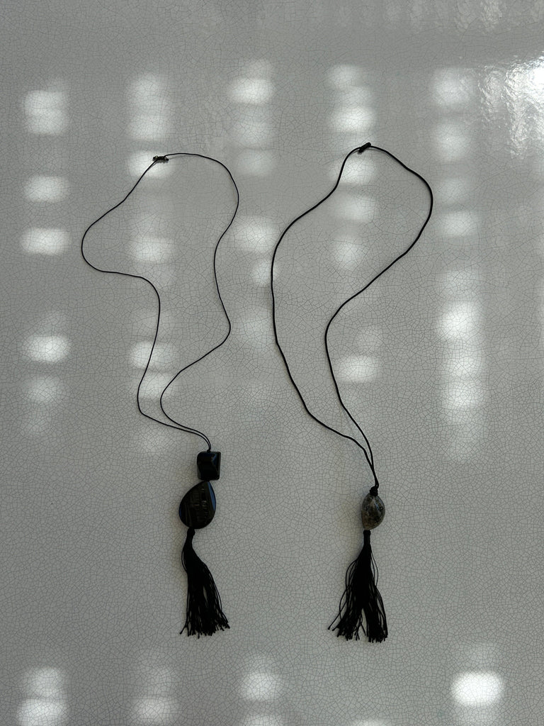 Onyx Tassel Necklace necklace Bagatiba