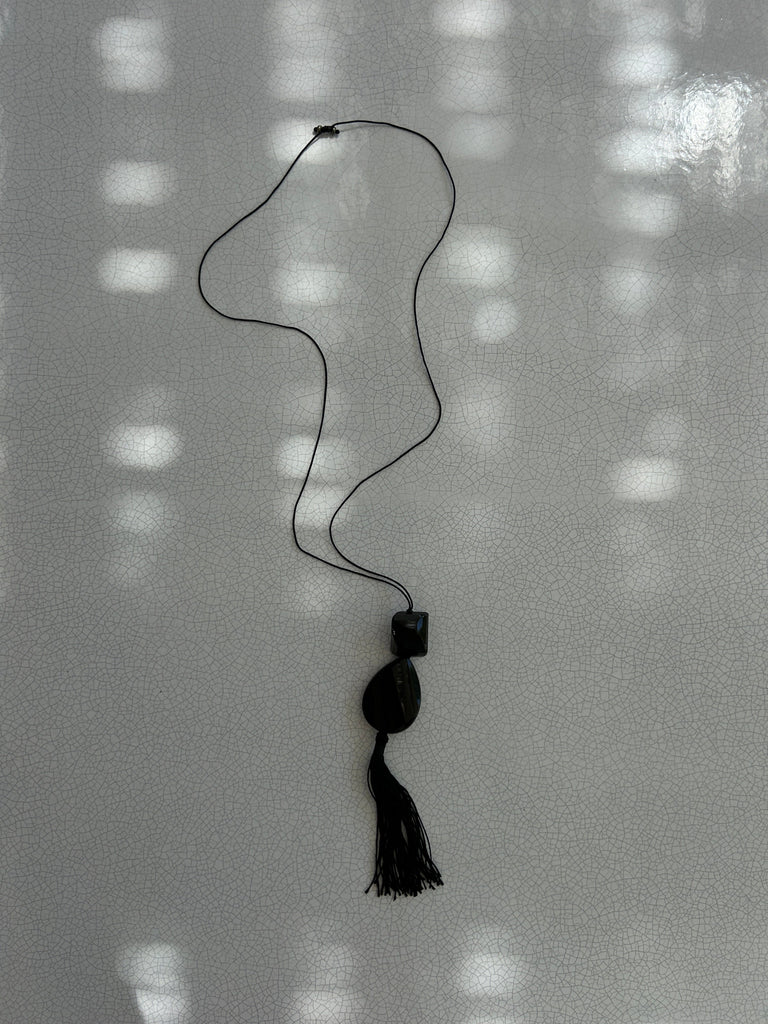 Onyx Tassel Necklace necklace Bagatiba
