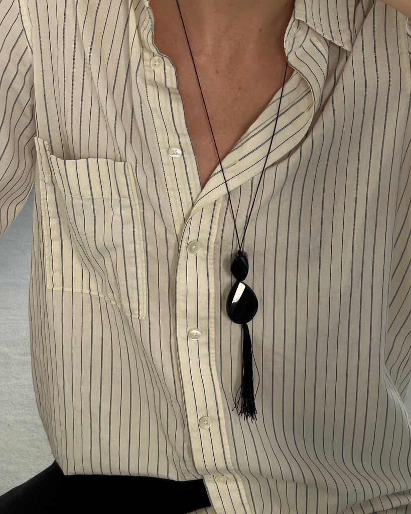 Onyx Tassel Necklace necklace Bagatiba