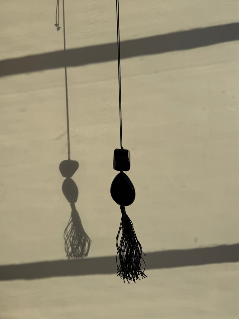 Onyx Tassel Necklace necklace Bagatiba
