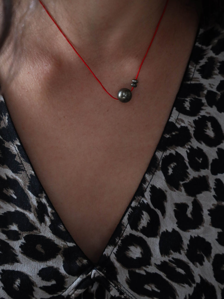 Red Pyrite Ball Necklace necklace Bagatiba