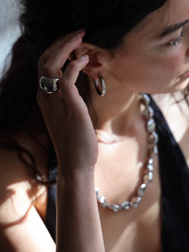 Silver Pearl Necklace Necklace bagatiba