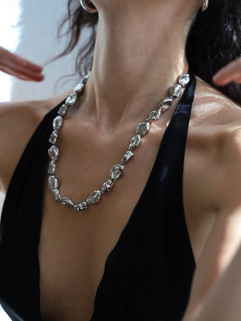 Silver Pearl Necklace Necklace bagatiba