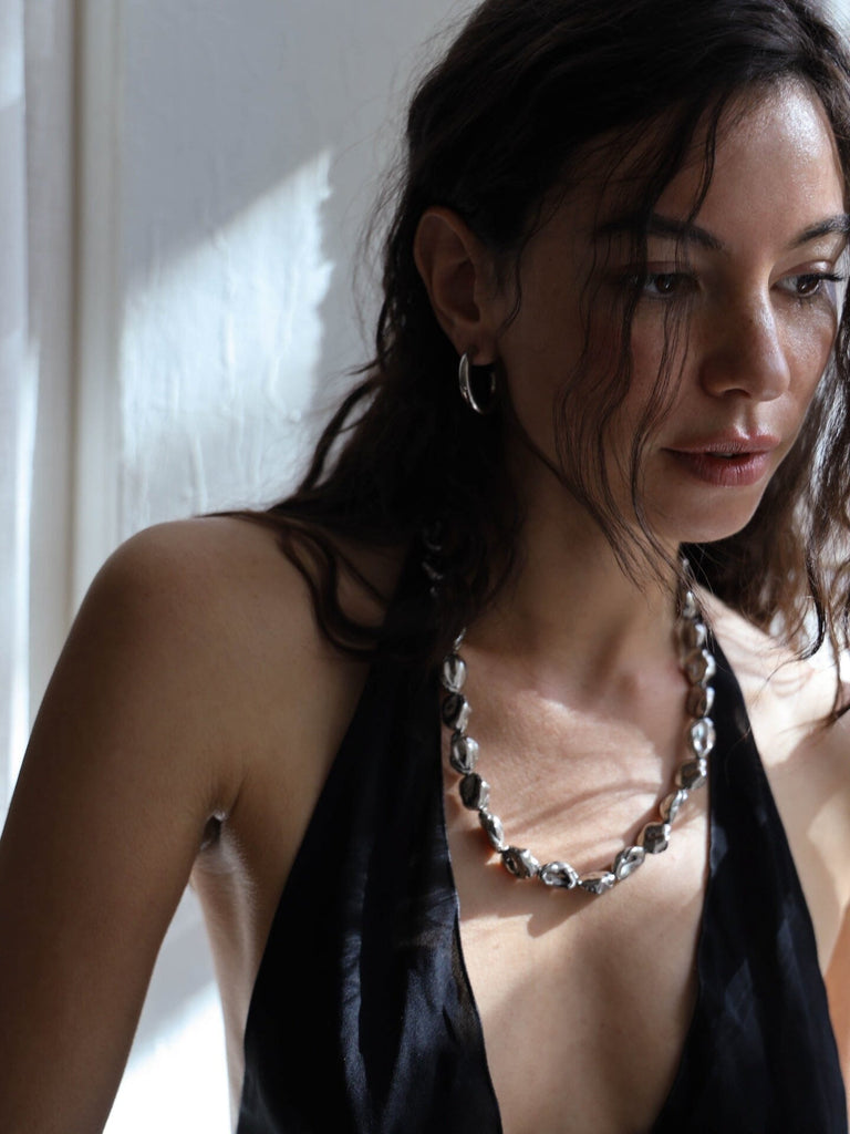 Silver Pearl Necklace Necklace bagatiba