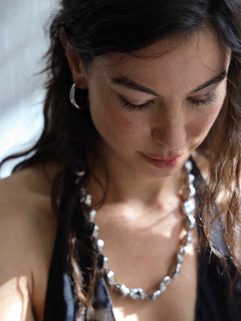 Silver Pearl Necklace Necklace bagatiba