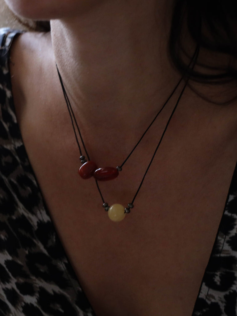 Yellow Jade Beaded Necklace necklace Bagatiba