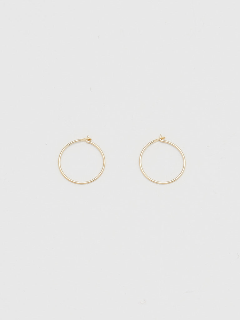 Close view flat lay 14K 301 Mini Hoops Earrings Bagatiba