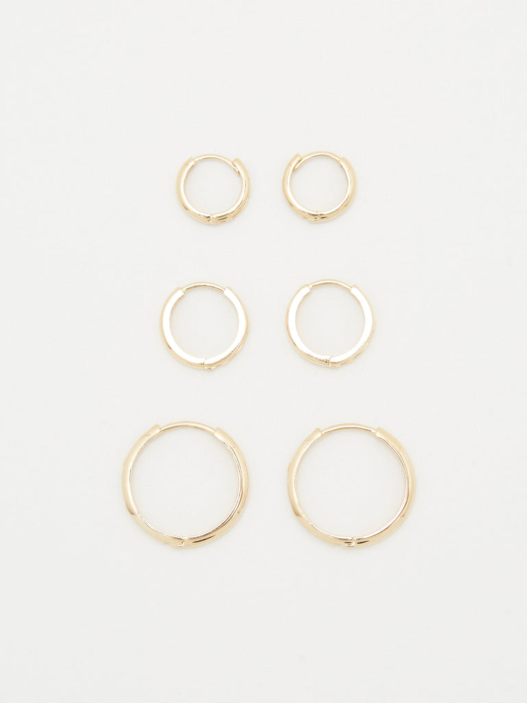 14K Medium Huggie Hoops Earrings Bagatiba