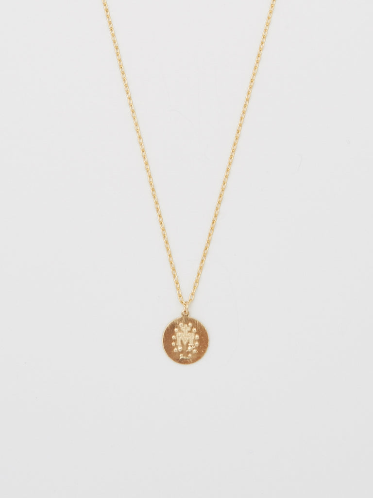 Cropped view flat lay of reverse side 20" Pray For Mary Oval Necklace Necklace bagatiba