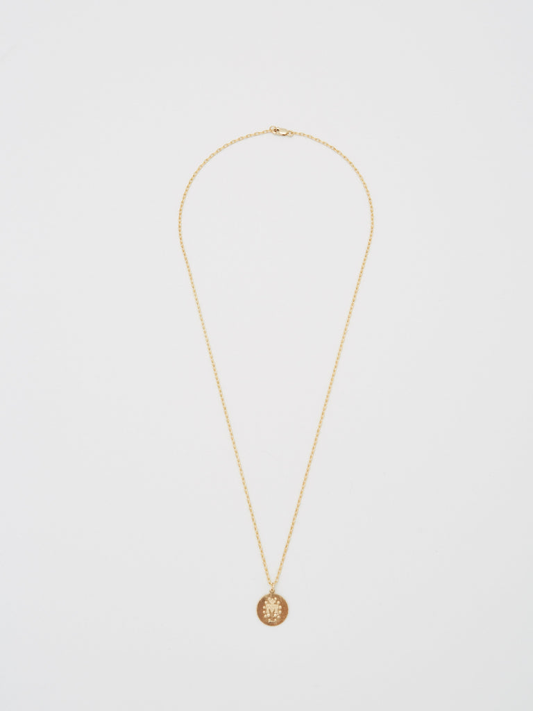 Full view flat lay of reverse side 20" Pray For Mary Oval Necklace Necklace bagatiba