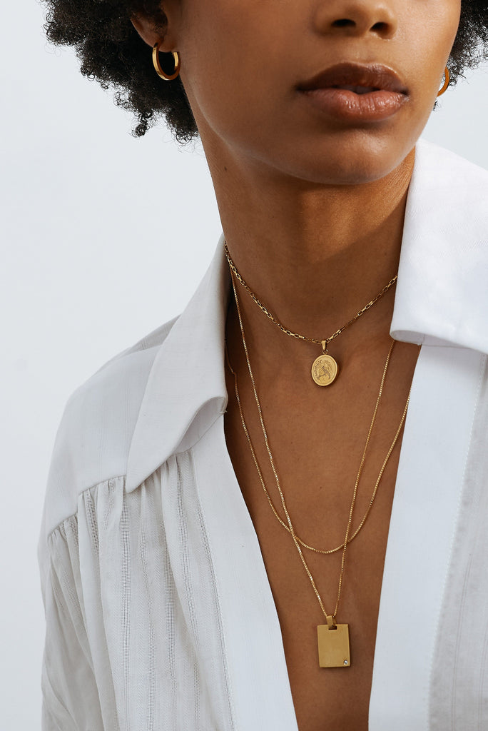 22" Vintage Square Chain Necklace bagatiba