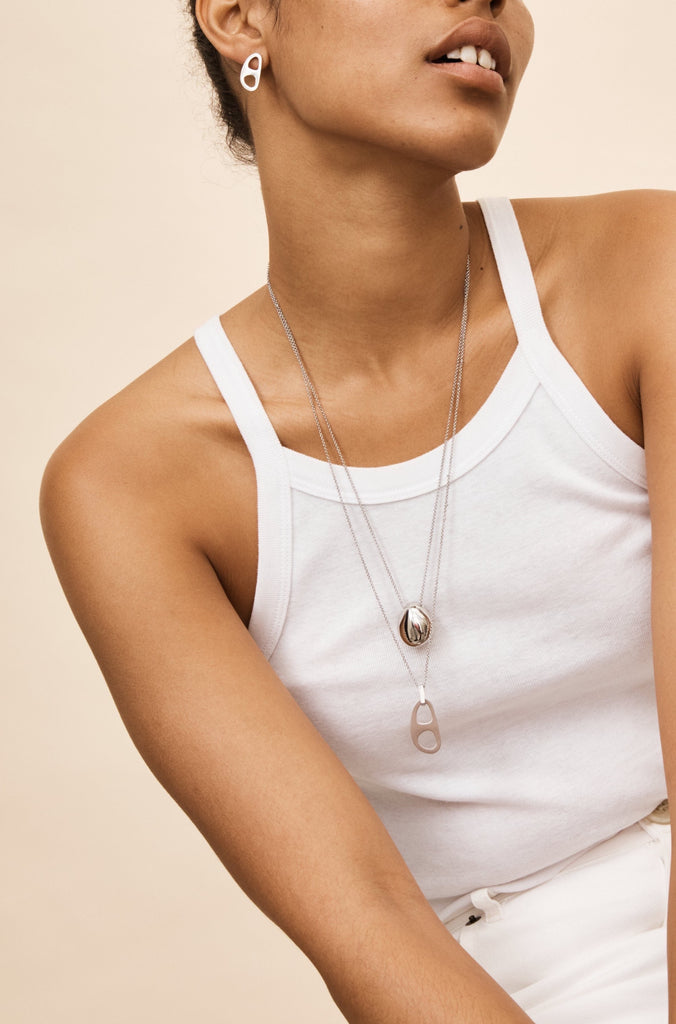 Adjustable Silver Tab Necklace Necklace bagatiba