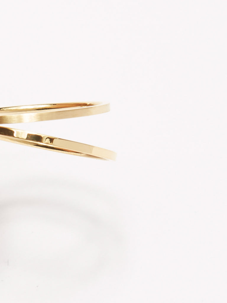 Cropped flat lay view of Brushed Gold Ring and Polished Gold Ring Bagatiba