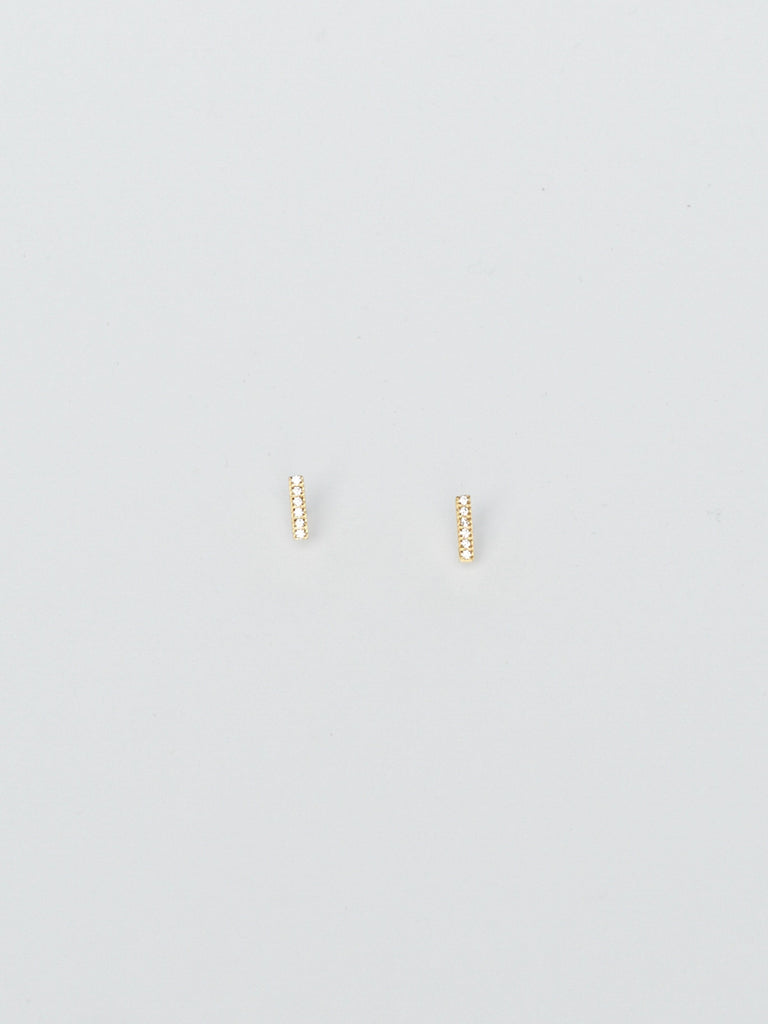 Front view flat lay of Diamond Bar Studs Earrings Bagatiba