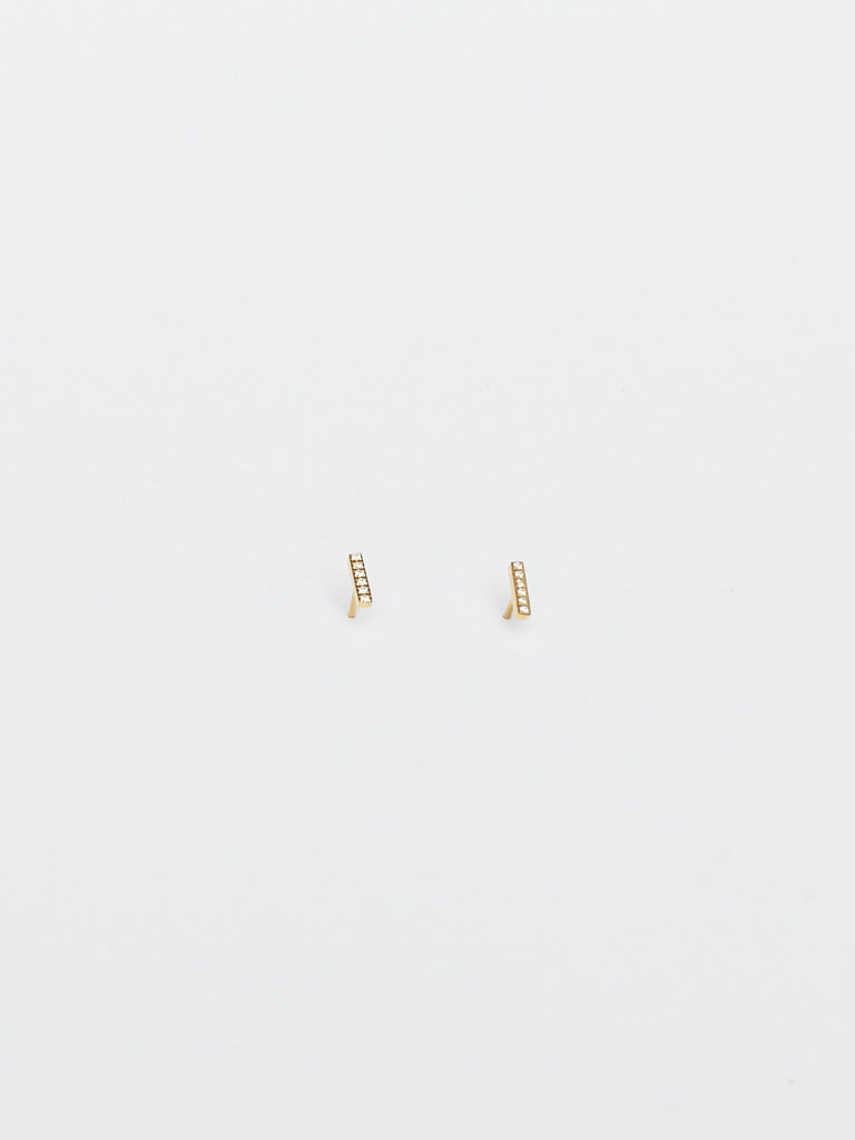 Full view flat lay of Diamond Bar Studs Earrings Bagatiba