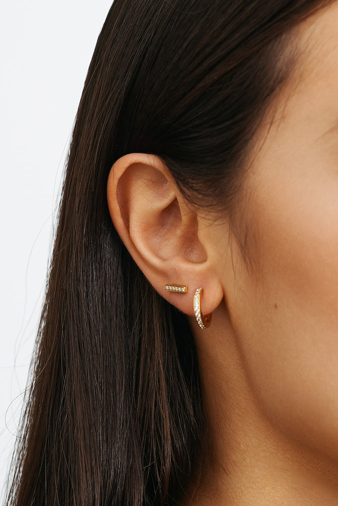 Diamond Bar Studs Earrings Bagatiba