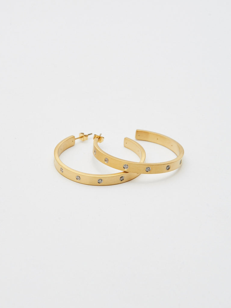 Detailed flat lay view of Gemma Diamond Hoops Earrings bagatiba