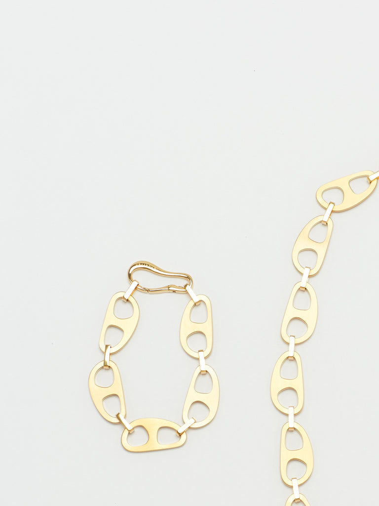 Detail Flat lay view of Gold Brushed Tab Necklace Necklace bagatiba