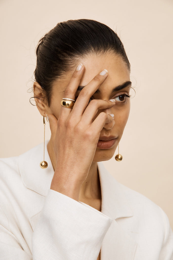 Gold Drop Sphere Earrings Earrings bagatiba