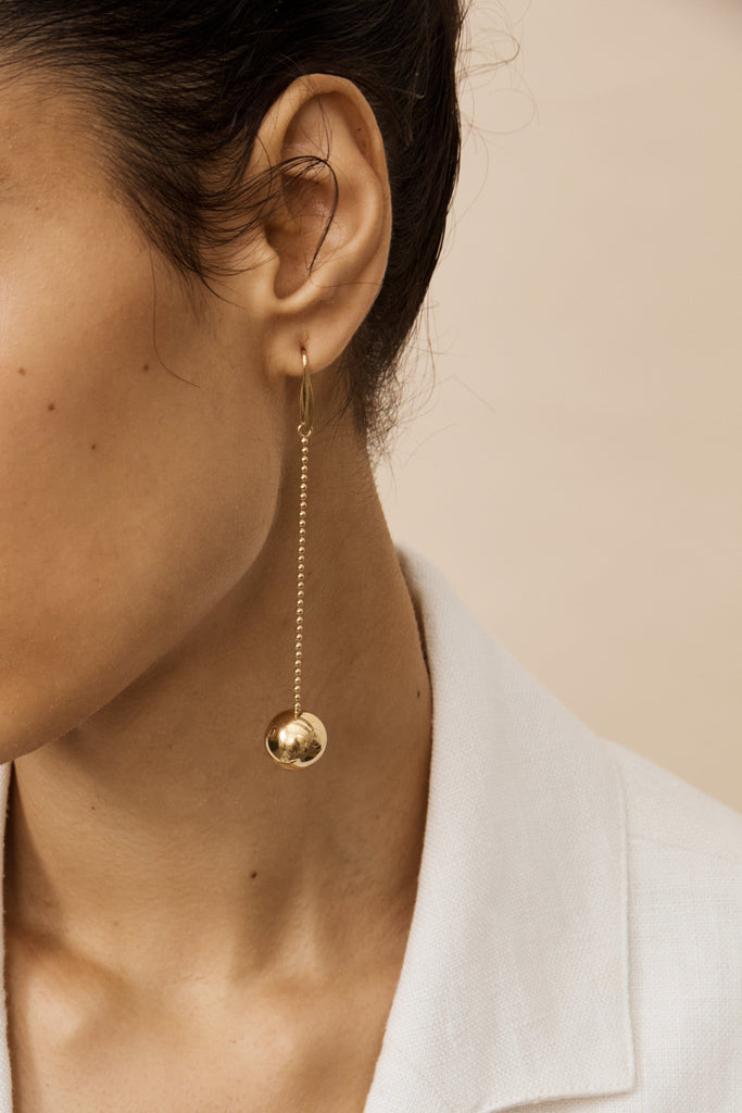 Gold Drop Sphere Earrings Earrings bagatiba