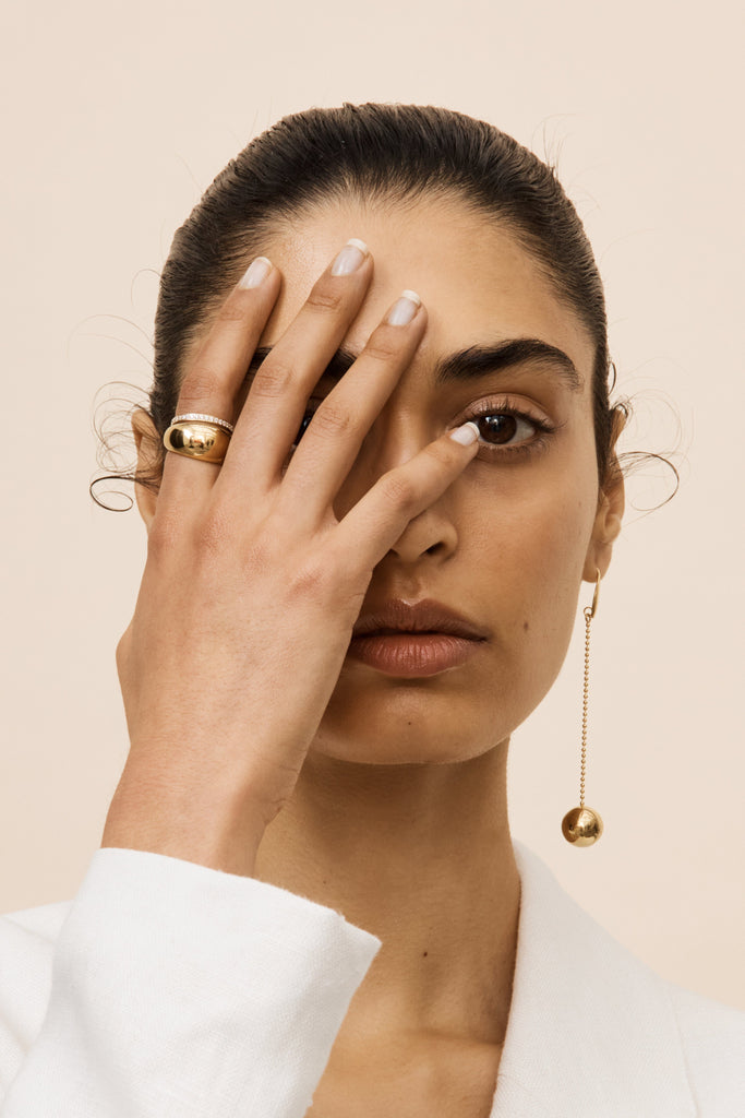 Gold Drop Sphere Earrings Earrings bagatiba