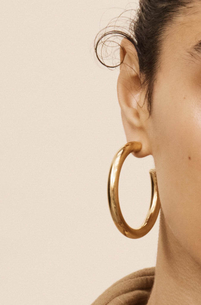 Gold Hollow Hoops Earrings Bagatiba