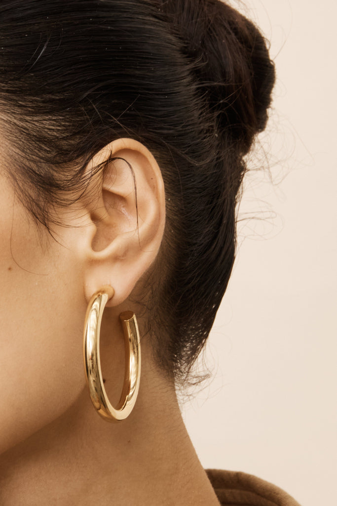 Gold Hollow Hoops Earrings Bagatiba