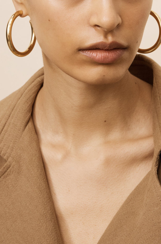 Gold Hollow Hoops Earrings Bagatiba