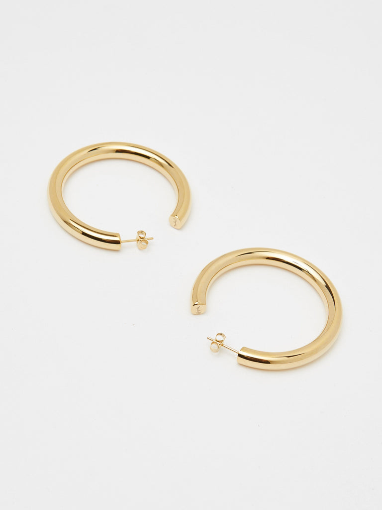 Flat lay view of Gold Hollow Hoops Earrings Bagatiba
