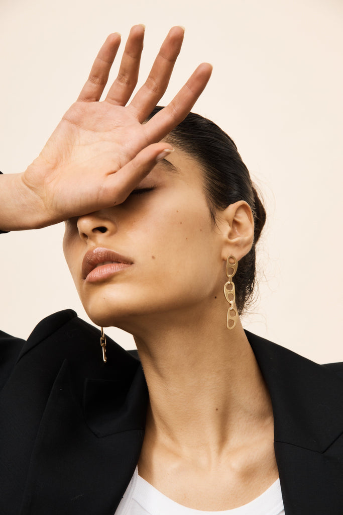 Gold Tab Drop Earrings Earrings bagatiba