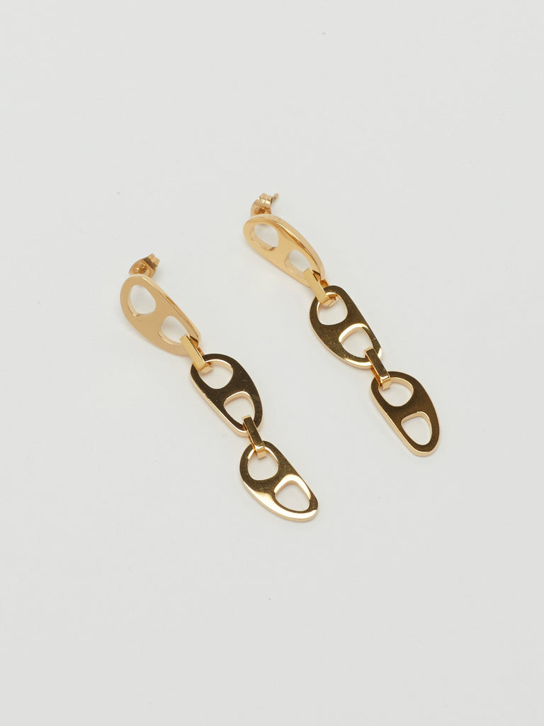 Detail flat lay of Gold Tab Drop Earrings Earrings bagatiba