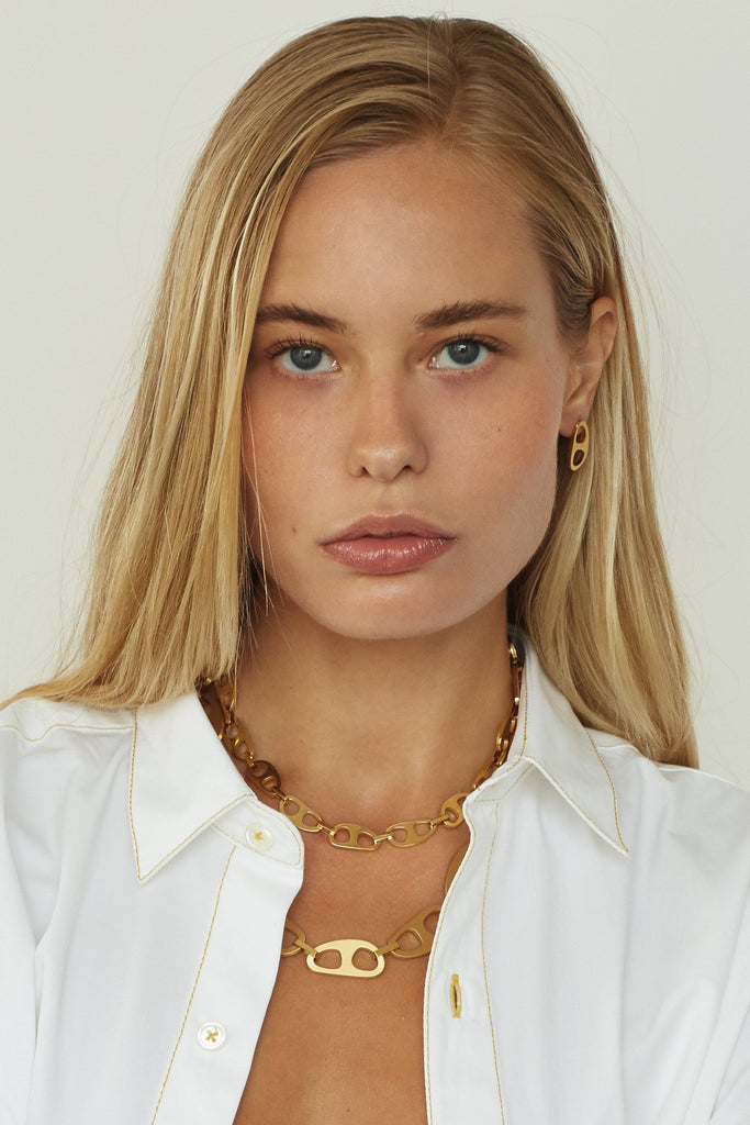 Gold Tab Studs Earrings bagatiba