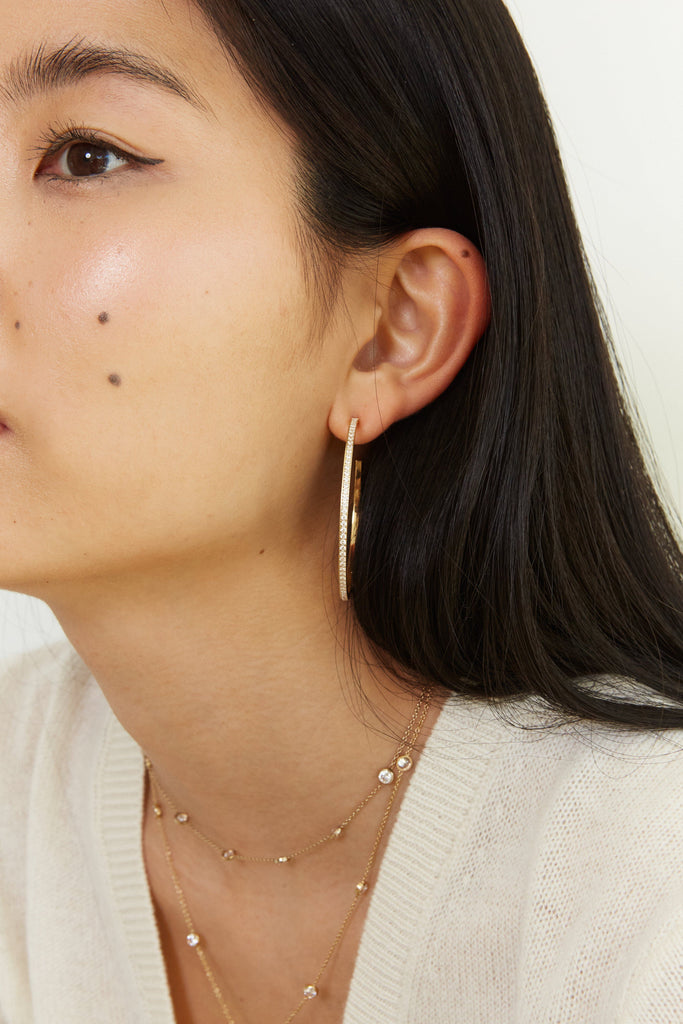 Large Diamond Hoops Earrings Bagatiba
