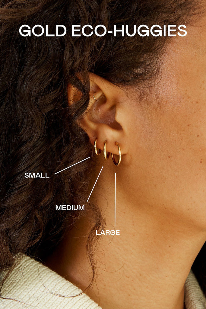 Large Gold Eco Huggies Earrings Bagatiba