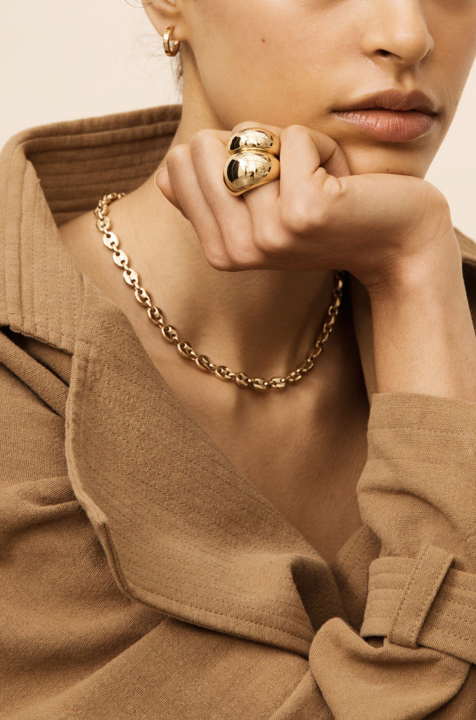 Large Gold Orb Ring Ring bagatiba