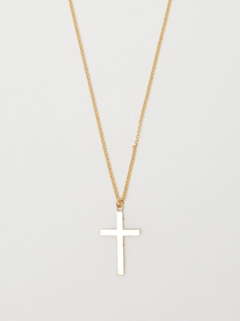 Cropped flat lay reverse side view of Long Roller Cross Necklace Necklace Bagatiba