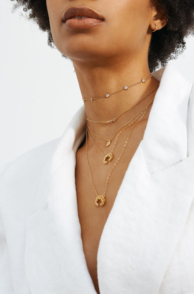 Model wearing assorted styles including Mini DH 20" Necklace Necklace Bagatiba