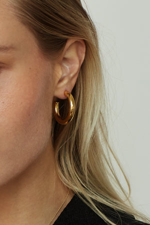 Mini Gold Hollow Hoops - rollover