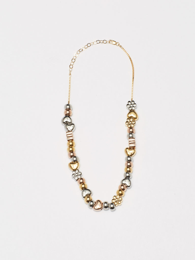 Full view flat lay of Multi-Color Bead Sets on Vintage Square Choker Chain by Bagatiba