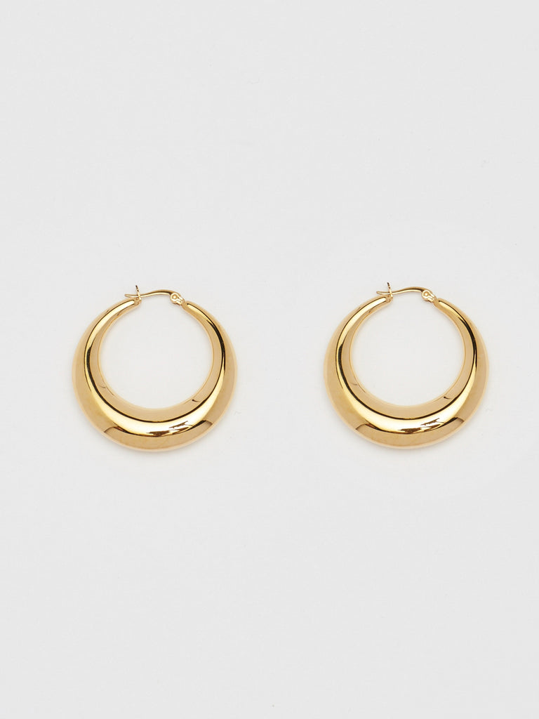 Close view flat lay of the Orb Hoops Earrings bagatiba