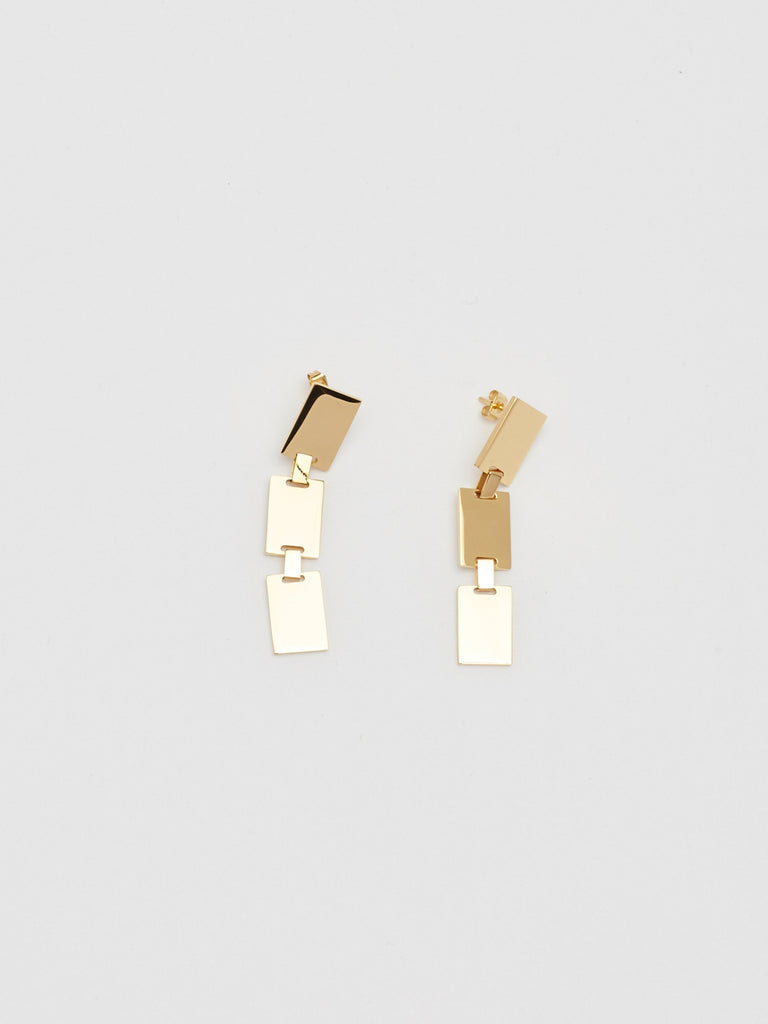 Side flat lay view of Rectangle Dangle Earrings by Bagatiba