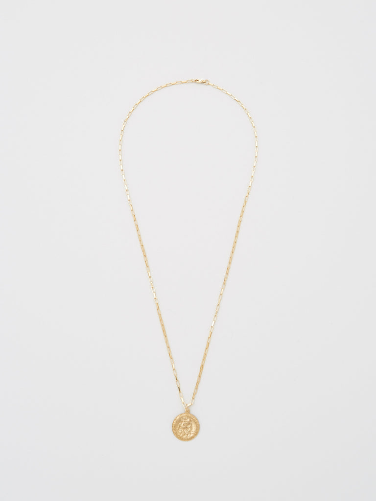 Full view flat lay of Saint Christopher Box Chain Necklace neckalce Bagatiba