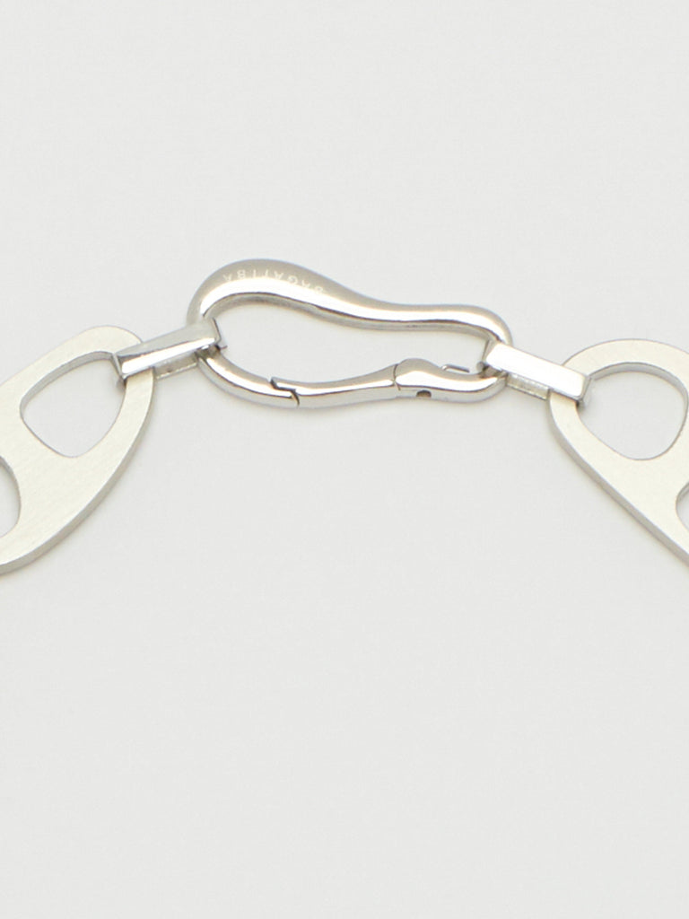 Detailed view flat lay of Silver Brushed Tab Bracelet by bagatiba