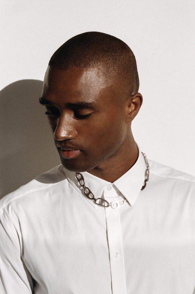 Silver Brushed Tab Necklace Necklace bagatiba