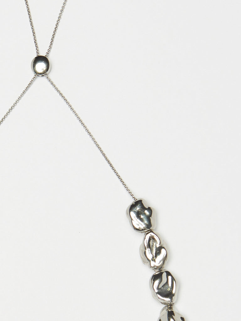 Cropped flat lay view of Silver Pearl Necklace Necklace bagatiba