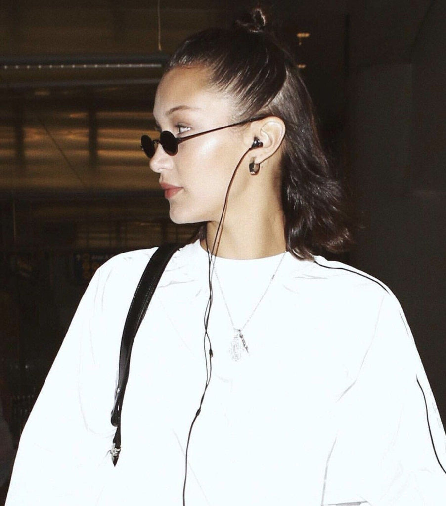 Bella wearing the Silver Rita Hoops Earrings Bagatiba