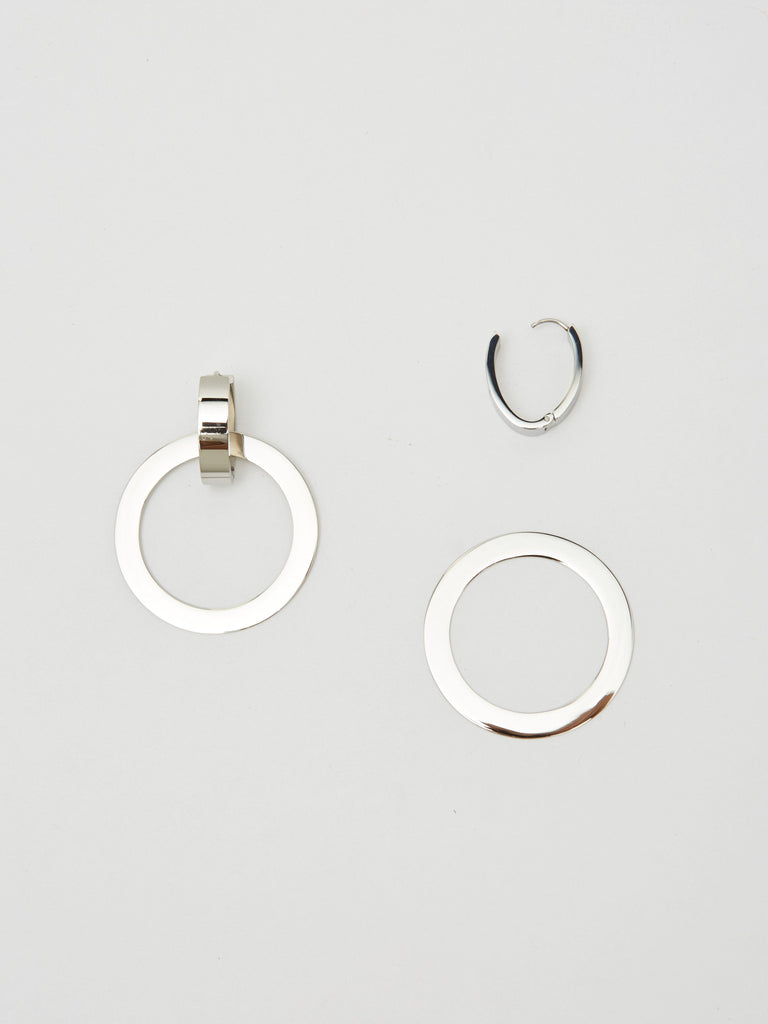 Detailed flat lay view of Silver Rita Hoops Earrings Bagatiba