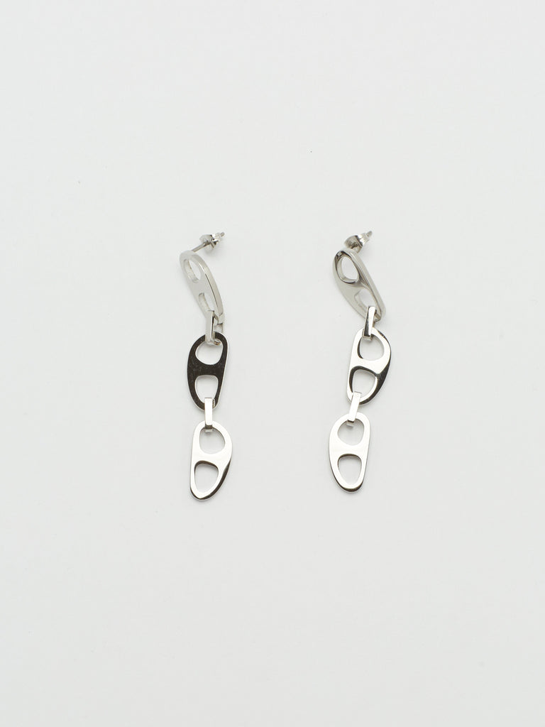 Detailed flat lay of Silver Tab Drop Earrings Earrings bagatiba